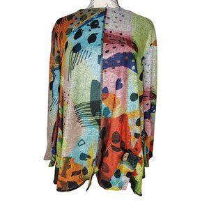 Jess & Jane Large Tunic Top, Long Sleeve, Abstract Print, Lagenlook Artsy Soft
